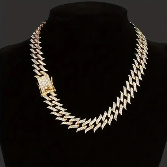 24 Mens 4ct Diamond 14K Gold Cuban Chain Link Necklace 4 ct 14 Karat Silver 24